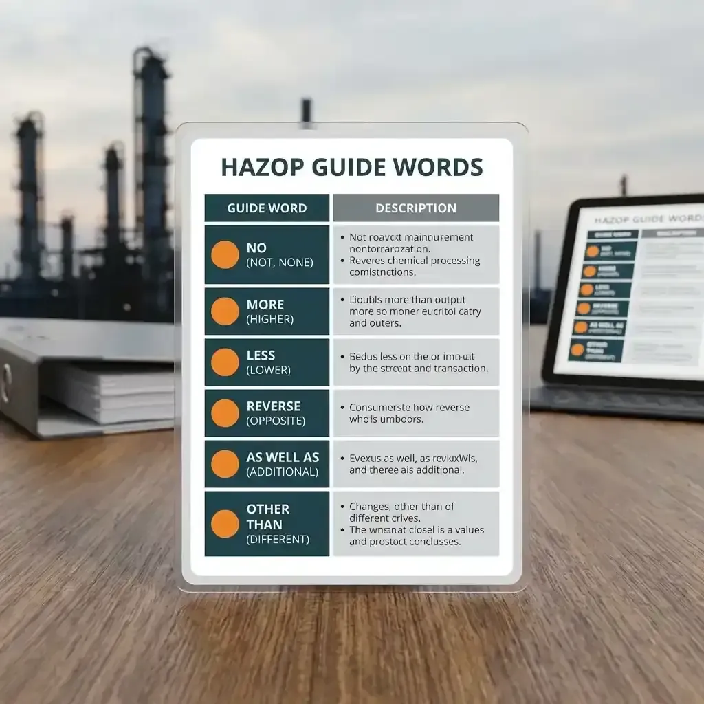 Featured image for HAZOP Guide Words: Complete Reference Card with Examples [Downloadable PDF]