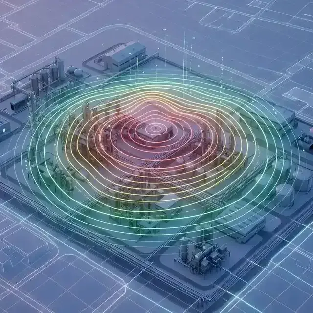 Risk contour visualisation over an industrial facility plan